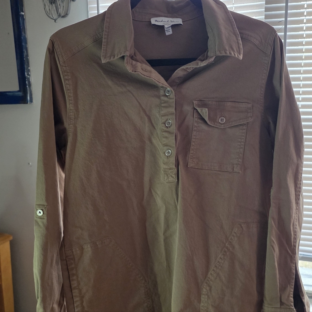 Michael Stars Olive Casual Button Down Dress